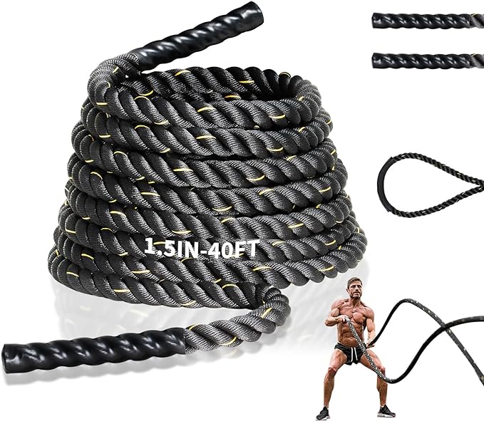 Comie Poly Dacron 30ft/40ft/50ft Length Battle Rope Exercise Workout Strength ...