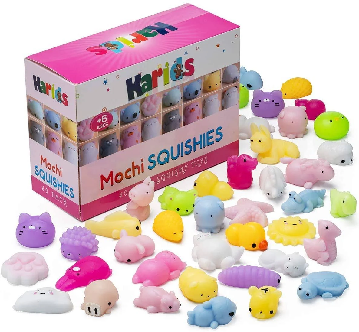 OCATO 45Pcs Mochi Squishys Toys Mini Squishies 2nd Generation Glitter Animal Squishies Party Favors for Kids Adults Stress Relief Toy Treasure Box Prize Classroom Valentine Prizes Easter Egg Fillers