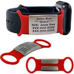 Multi-Purpose Waterproof Red Safety Alert ID Bracelet - Free Engraving ...