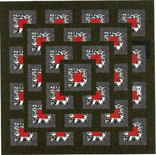 Easy Quilt Kit Boxed Maze!! Red, Black, White/Precut/Ready to Sew!!