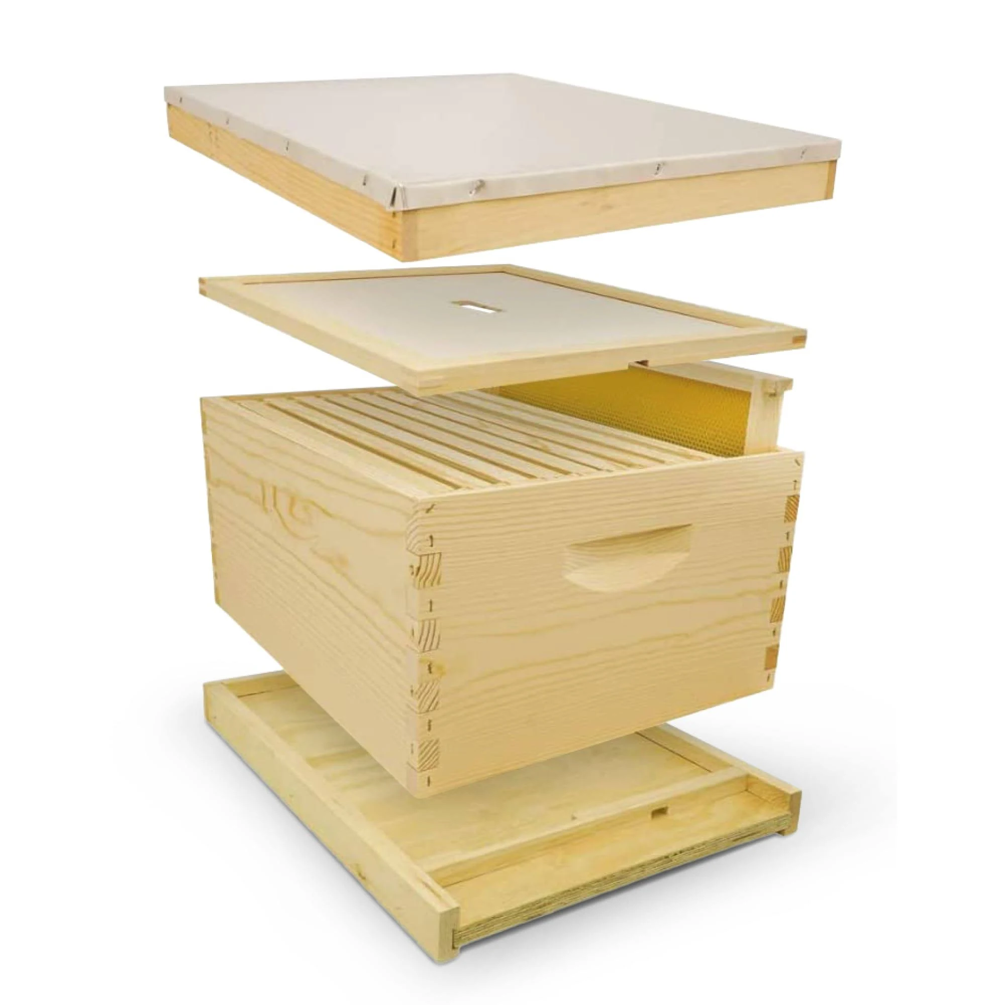 10 Frame 9 5/8" Unassembled Complete Hive Kit With Foundation