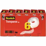 Scotch Transparent Tape, 3/4 in x 1296 in, 6 Boxes (600-6PK)