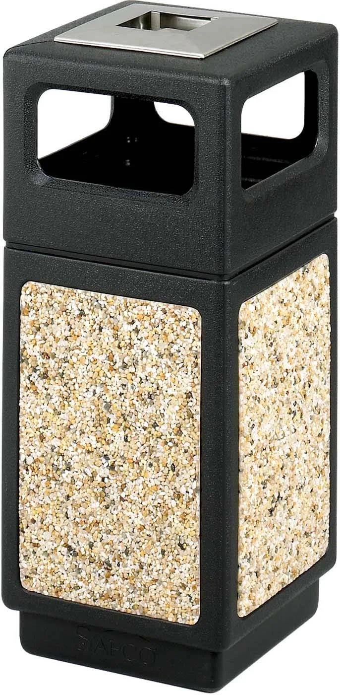 Safco Canmeleon Ash-trash Receptacle Square Aggregate-polyethylene 15gal Black