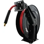 Steel Dual Arm Auto-Retractable Hose Reel, 3/8" x 50 ft. Rubber Hose - 300 Max PSI