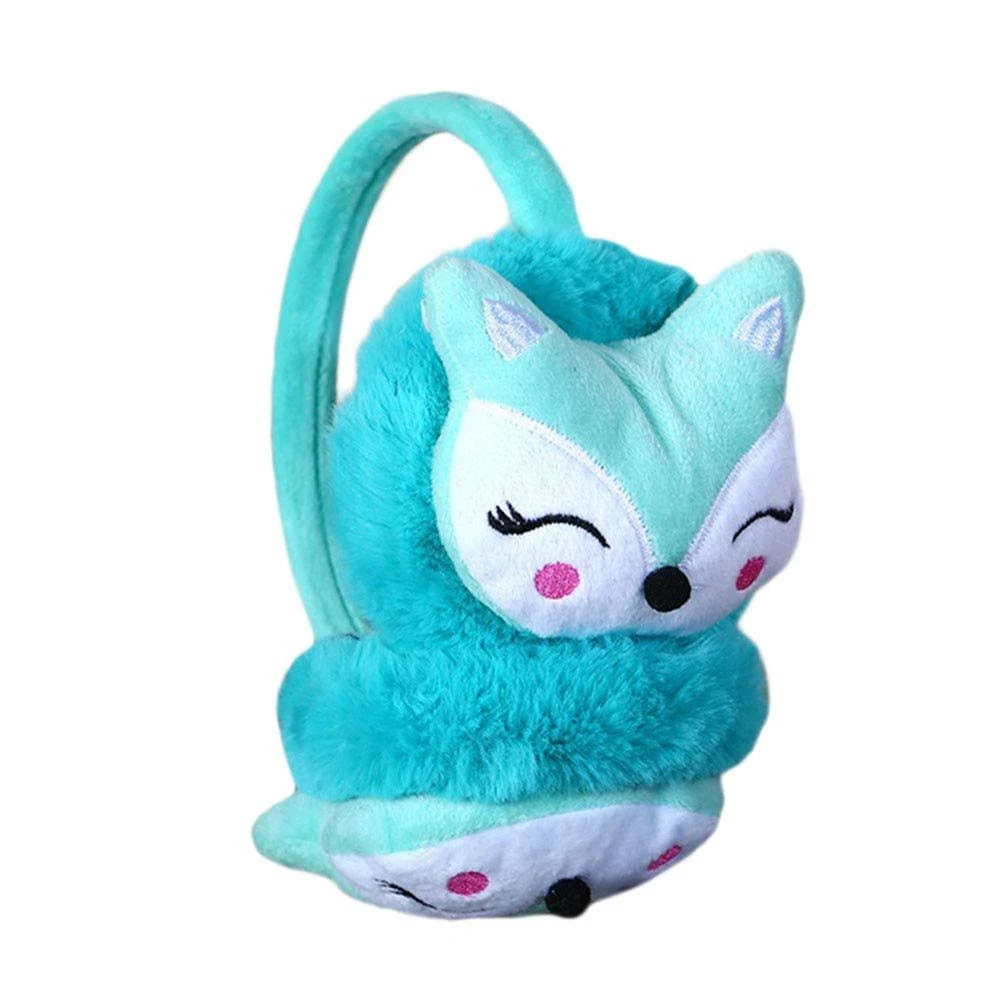 Kids Winter Earmuffs Plush Warm Cute Fox Ear Warmers Earflap Cute Cartoon Earmuff for Boys Girls Baby Toddlers