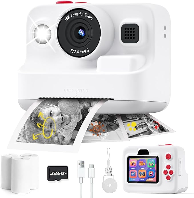 Kids Camera Instant Print Digital Camera for Girls Christmas Birthday Gifts ...