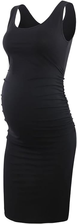 Liu &amp; Qu Maternity Sleeveless Tank Dress Side Ruching Bodycon Dress