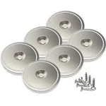 Magnetpro 6 Pieces Disc Magnet 28 x 5 mm 55 lb Force with Steel Capsule and Screws