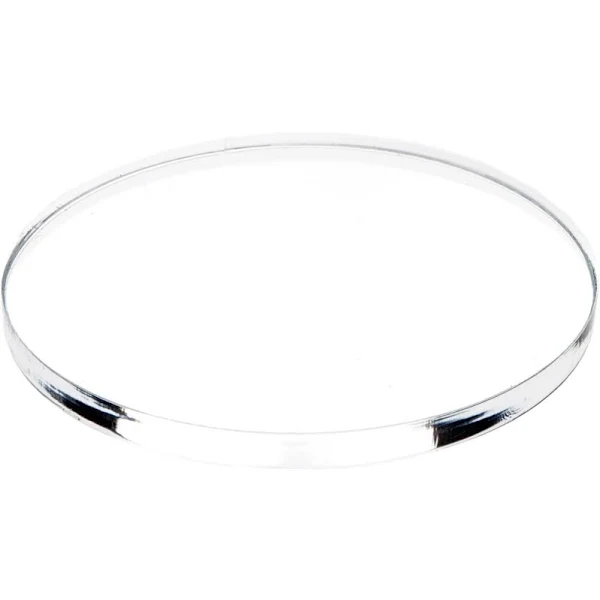 Plymor Clear Acrylic Round Standard-Edge Display Base, 3" W x 3" D x 0.25" H, Pack of 2