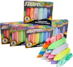 JOYIN 36 PCS Washable Sidewalk Chalks Set in 6 Packs, 18 Colors, Including 12 Tie Dye Sidewalk Chalks, 12 Glitter Chalks & 12 Neon Color Chalks, Outdoor Chalk for Painting, Drawing, Gifts for Kids