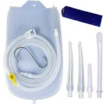 Smokitcen Colon Cleanse Enema Bag Kit with 5.2ft Silicone Hose, 5 Enema Tips and Controllable Flow Valve- Home- 2 Quart Capacity Silicone Enema for