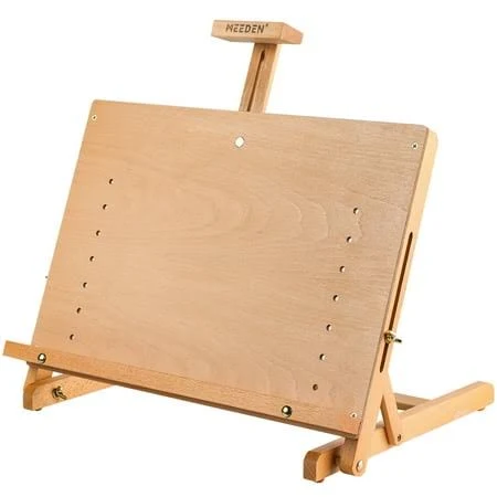 MEEDEN Large Drawing Board Easel, Solid Beech Wooden Tabletop H-Frame Adjusta...