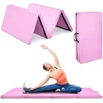 Goplus 8' x 4' x 2" Gymnastics Mat, Folding Tumbling Mat with Carry Handles, Hook & Loop Fasteners, 4 Panels for Fitness Exercise Yoga Stretching Aerobics Workouts, Thick Gym Mats for Home