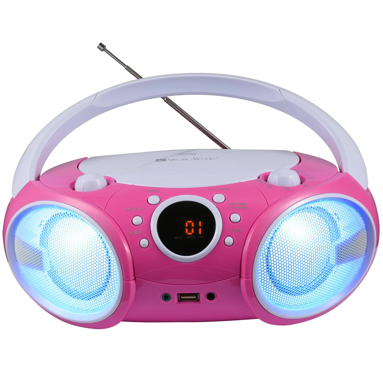 Singingwood Bluetooth CD, CD-R, CD-RW Boombox, Pink, Sbx030btl-pk