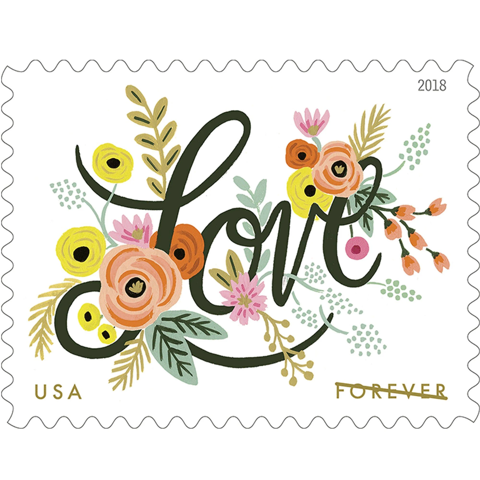 Love Flourishes (Sheet of 20) Wedding Forever Postage Stamps Scott #5255