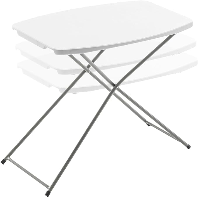 BTExpert Personal Adjustable Folding Laptop Table TV Tray, 29 inch, White Granite