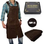 Shop Apron - 16 oz Long Waxed Canvas Work Apron with Pockets | Waterproof, Fully Adjustable to Comfortably Fit Men and Women Size S to XXL | Tough Tool Apron to Give Protection and Last a Lifetime