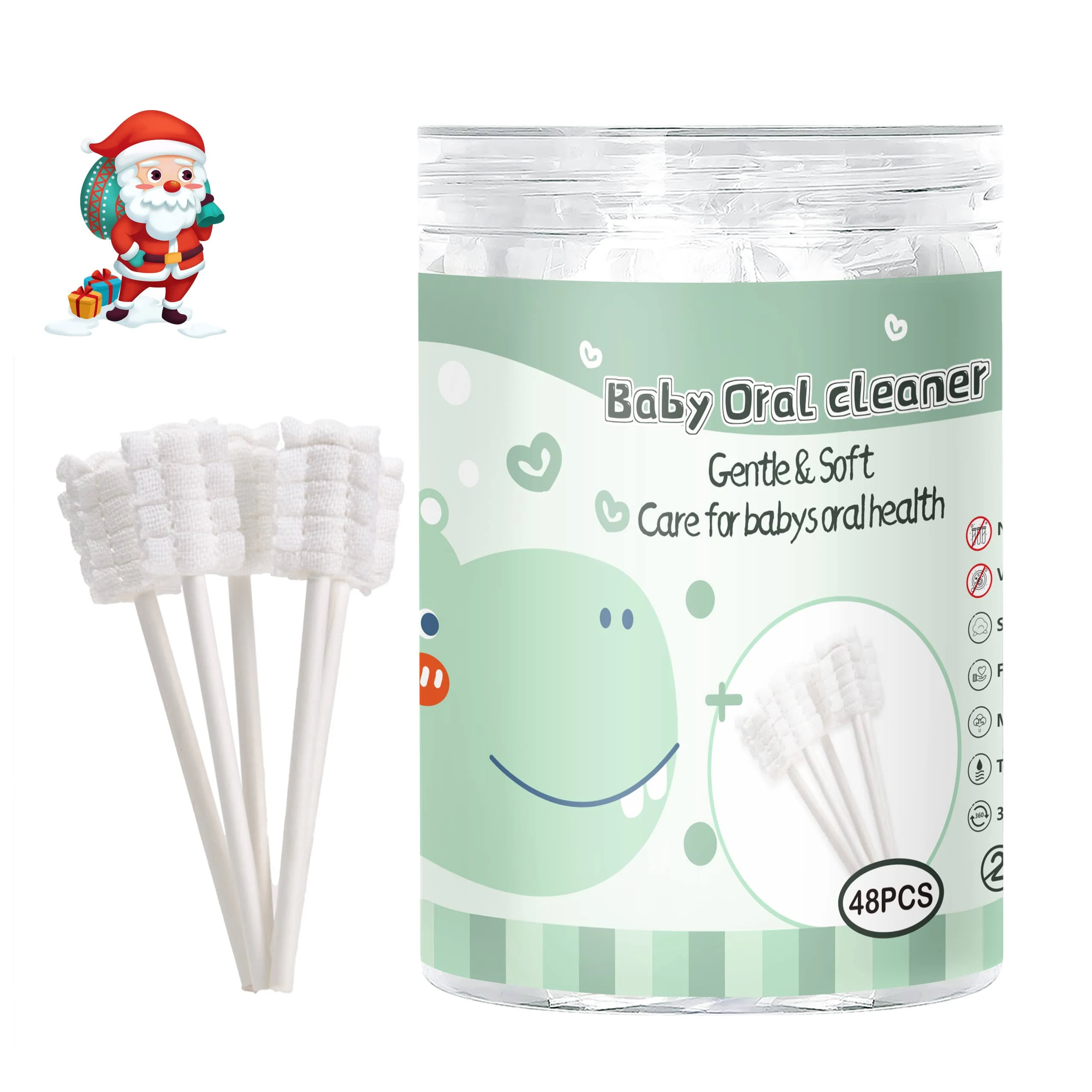 48PCS Baby Toothbrush, Newborn or Baby Tongue Cleaner, Disposable Baby Gum Cleaning Gauze, Oral Cleaning Care, Suitable for 0-36 Months Baby (1Pack)