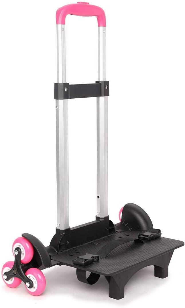 Backpack Trolley - Wheeled Trolley Hand Aluminium Alloy Folding Trolley Cart for Backpack (Pink, 2 Wheels)