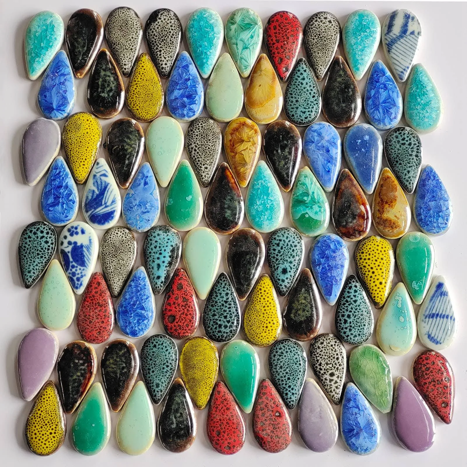 200G Ceramics Mosaic Tiles Random Color Raindrops Shape Mosaic Ceramics Pieces