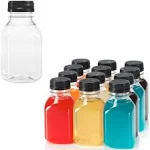 (6) 8 oz. Clear Food Grade Plastic Juice Bottles 8 oz. with Caps (6/pack) (8 oz., White Lids)