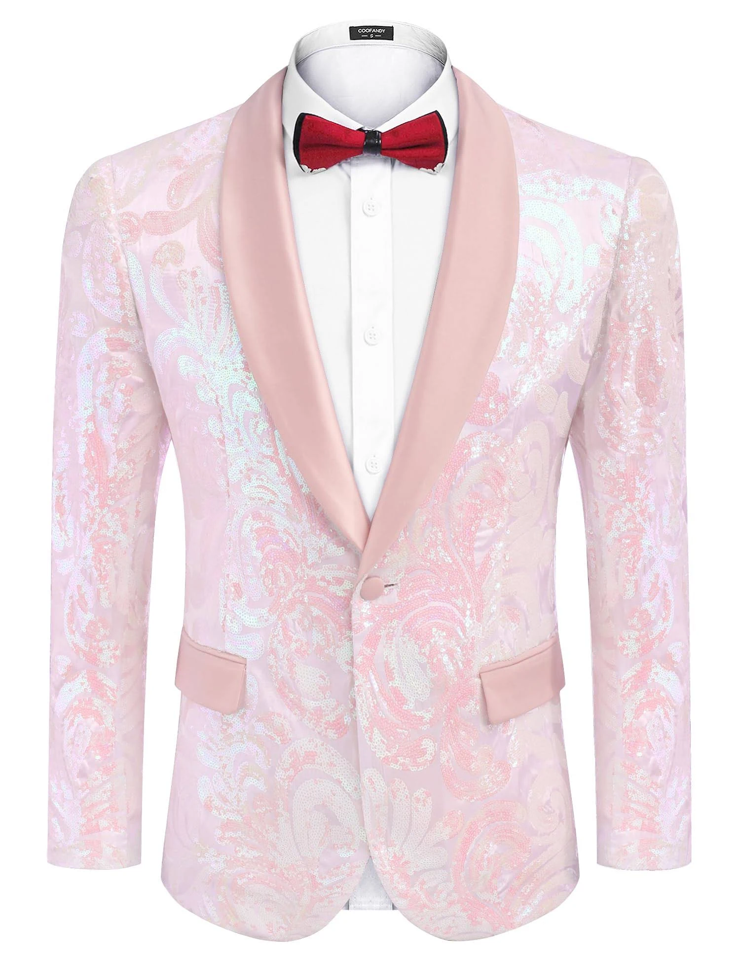 COOFANDY Men's Shiny Sequins Blazer Floral Suit Jacket Stylish Tuxedo for Party, Wedding, Banquet, Prom