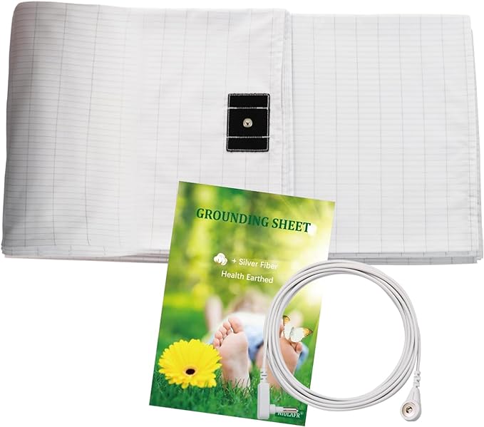 60x80 Inch Grounding Queen Sheet with Grounding Cord,Nature Cotton with Silver Fiber,Improve Sleep Natural Wellness.