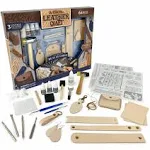 Beginner Leather Crafting Kit with Tools, Dyes, and Stamps - 64 Pieces