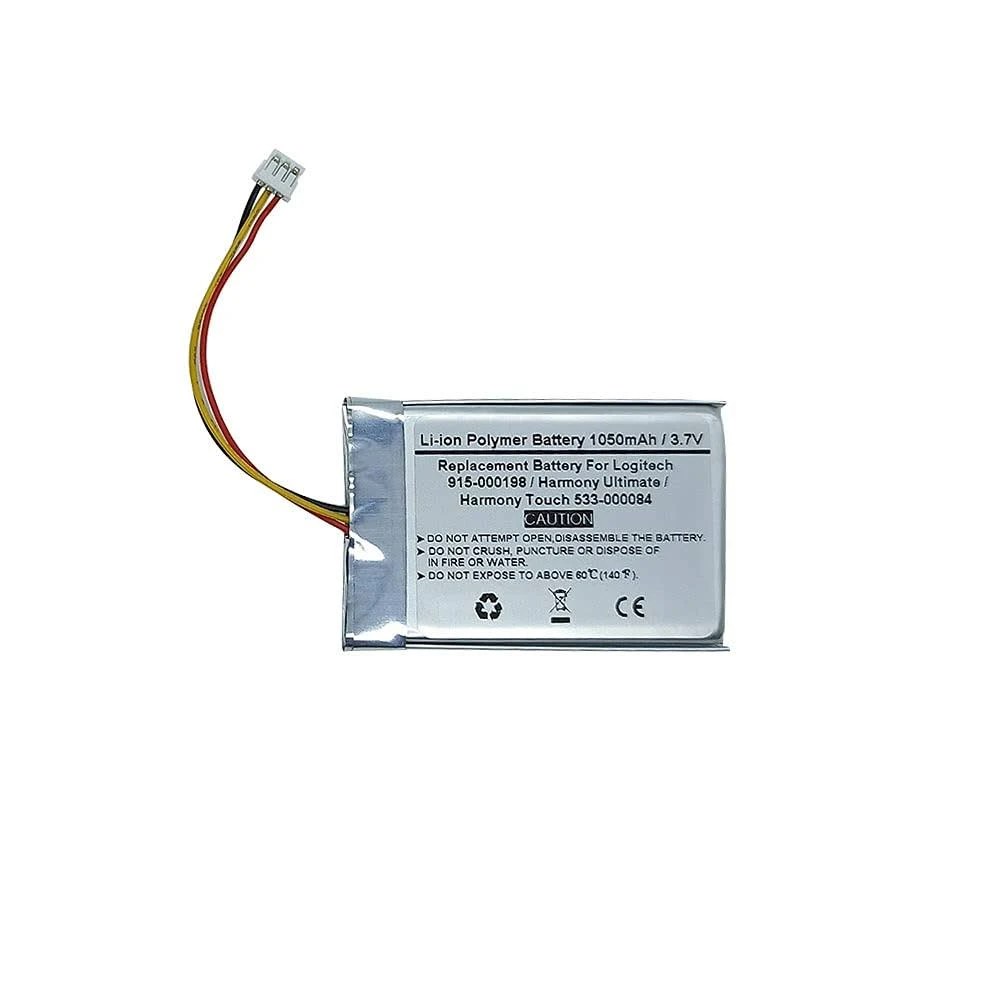 1050mAh 3.7V Replacement Battery for LOGITECH 915-000198, Harmony Touch 533-000084, Harmony Ultimate Remote Controls