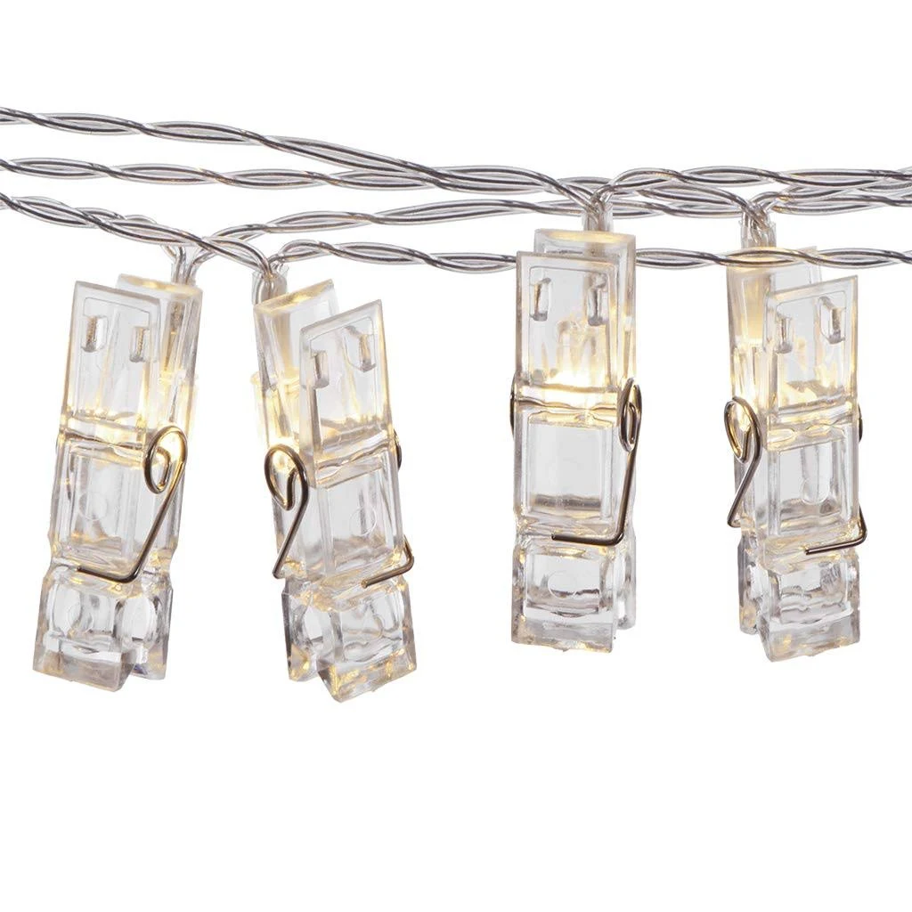 Sterno Home GL42589 LED Battery-Operated Clip String Lights, 10.5 Feet, Warm White Cord