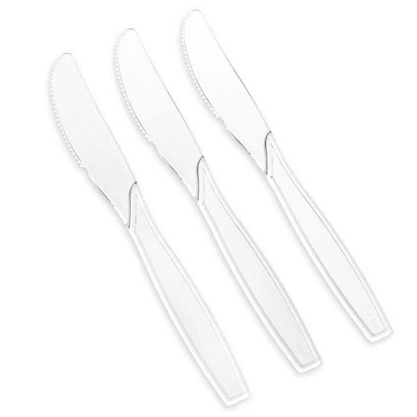 Basic Cutlery Collection Clear Plastic Deluxe Flatware - 50 Pack Knives