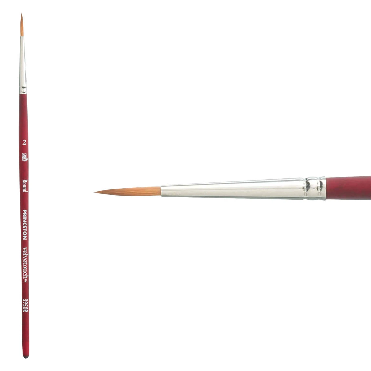 Princeton Velvetouch, Series 3950, Paint Brush for Acrylic, Oil and Watercolor, Round, 2