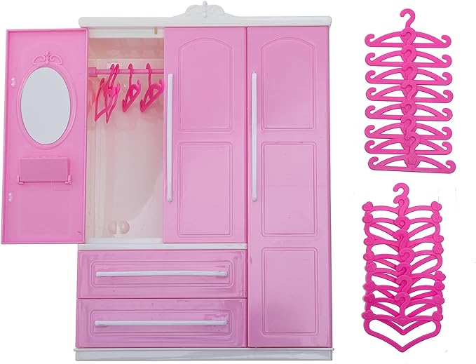 Kodycity Doll Closet Wardrobe Dollhouse Furniture Accessories 20 Pieces Miniature ...