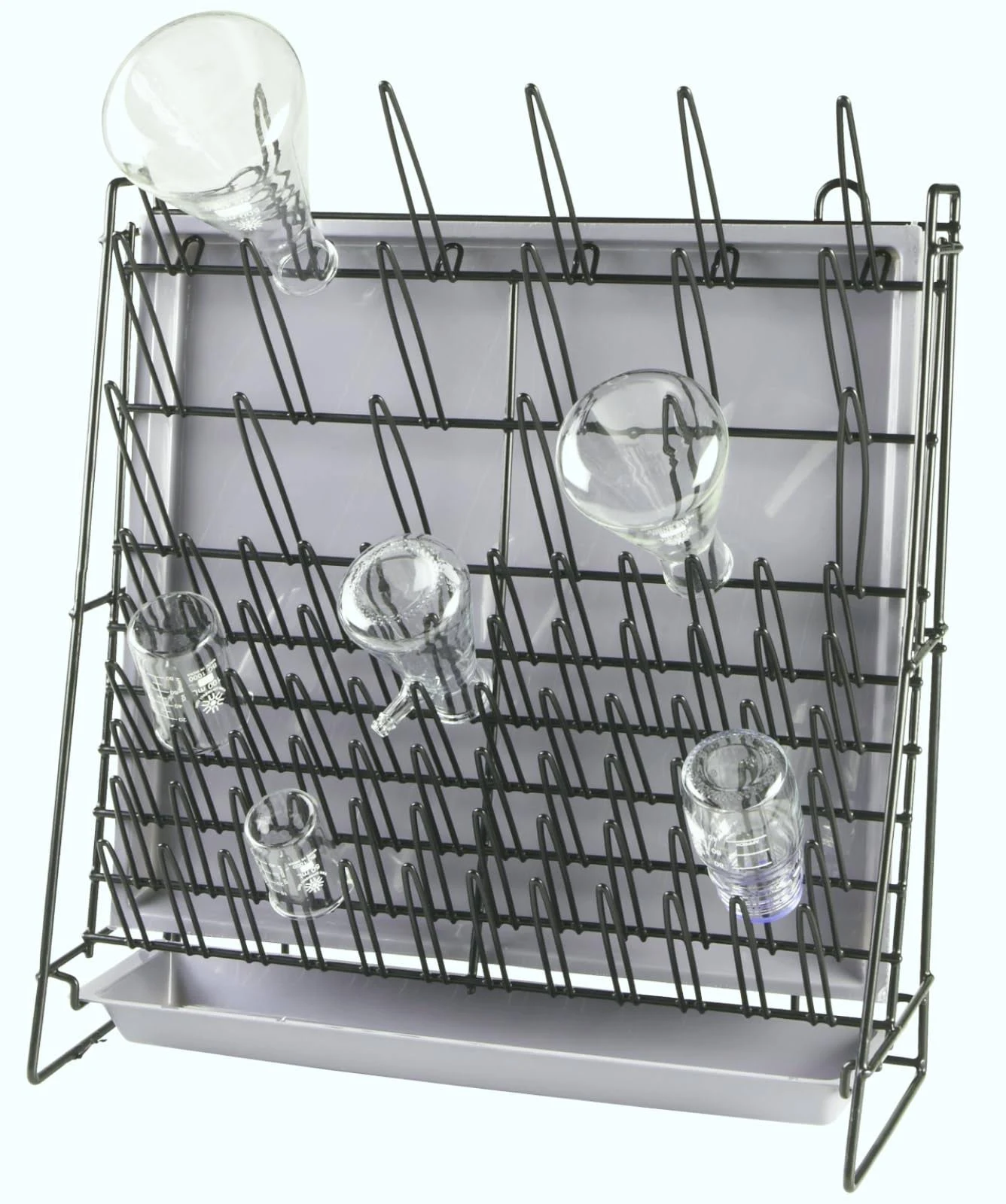 Heathrow Scientific HS23243A Glassware Drying Rack, 90 Pegs, Vinyl-Coated Steel Wire Construction, Self-Standing or Wall-Mountable