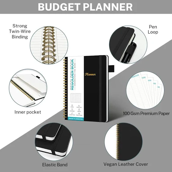 Budget Planner - Budget Book with Expense Tracker, Hardcover Budget Planner and Monthly Bill Organizer, Financial Planner & Account Book to Manage Your Money,Black