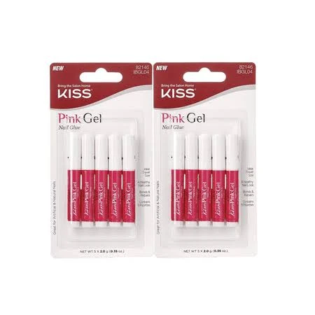 KISS Clear Pink Gel Nail Glue, 2 Pack, 4g,  FREE SHIPPING