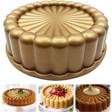 WBJKZJD Charlotte Cake Mold, 9 inch Cake Pan Aluminium Kitchen Accessories Decoration Christmas Wedding Valentine’s 3D Charlotte Cake Pan (Flower