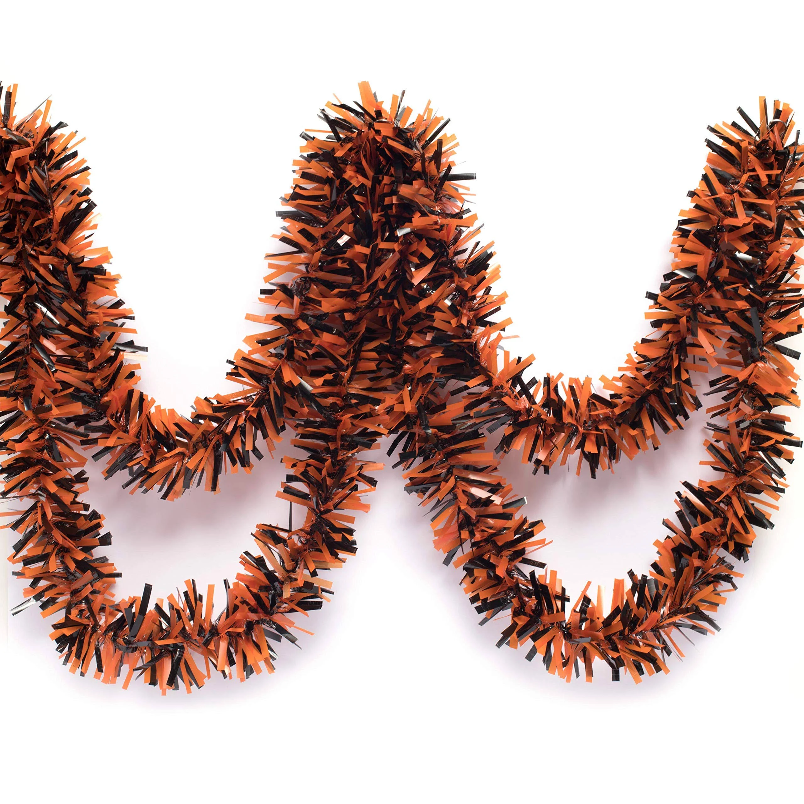 TCDesignerProducts Metallic Tinsel Twist Garland, Black and Orange - 4 Inches ...