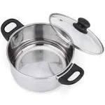 Narce Stainless Steel Stockpot, 3 Quart Stock Pot with Lid, Heat-proof Double Handles - Dishwasher Safe