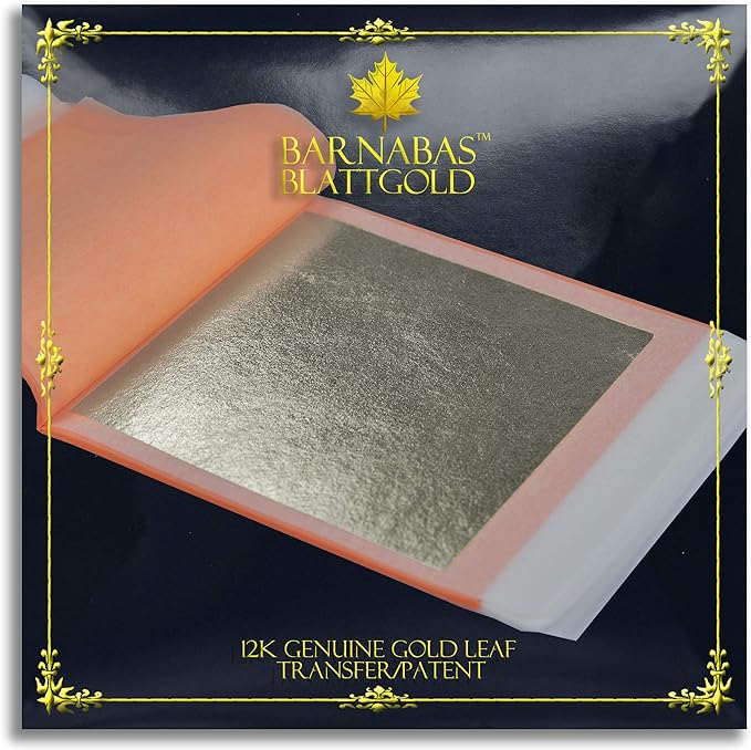 Barnabas Blattgold: Genuine Gold Leaf Sheets 12k - 3.1 inches - 25 Sheets Booklet - Transfer Patent Leaf