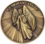 Guardian Angel Christian Antique Gold Plated Challenge Coin, Size: 1.75