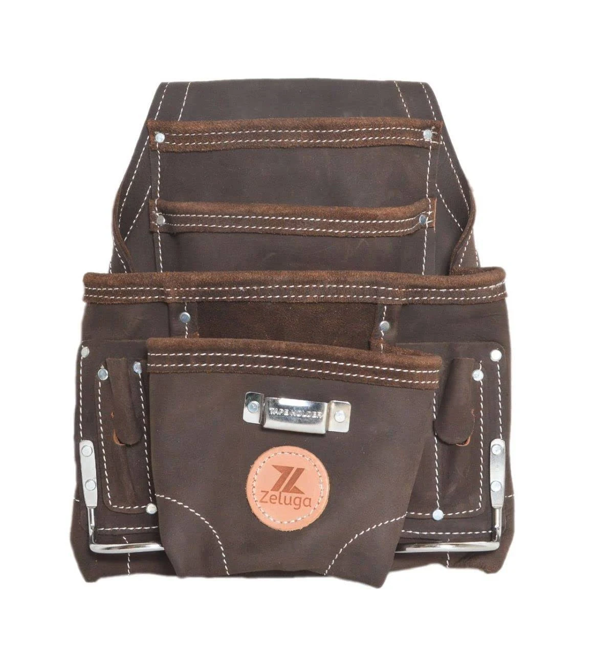 Zeluga ZL148TB 10 Pocket Top Grain Leather Tool Bag, Oil Tan 