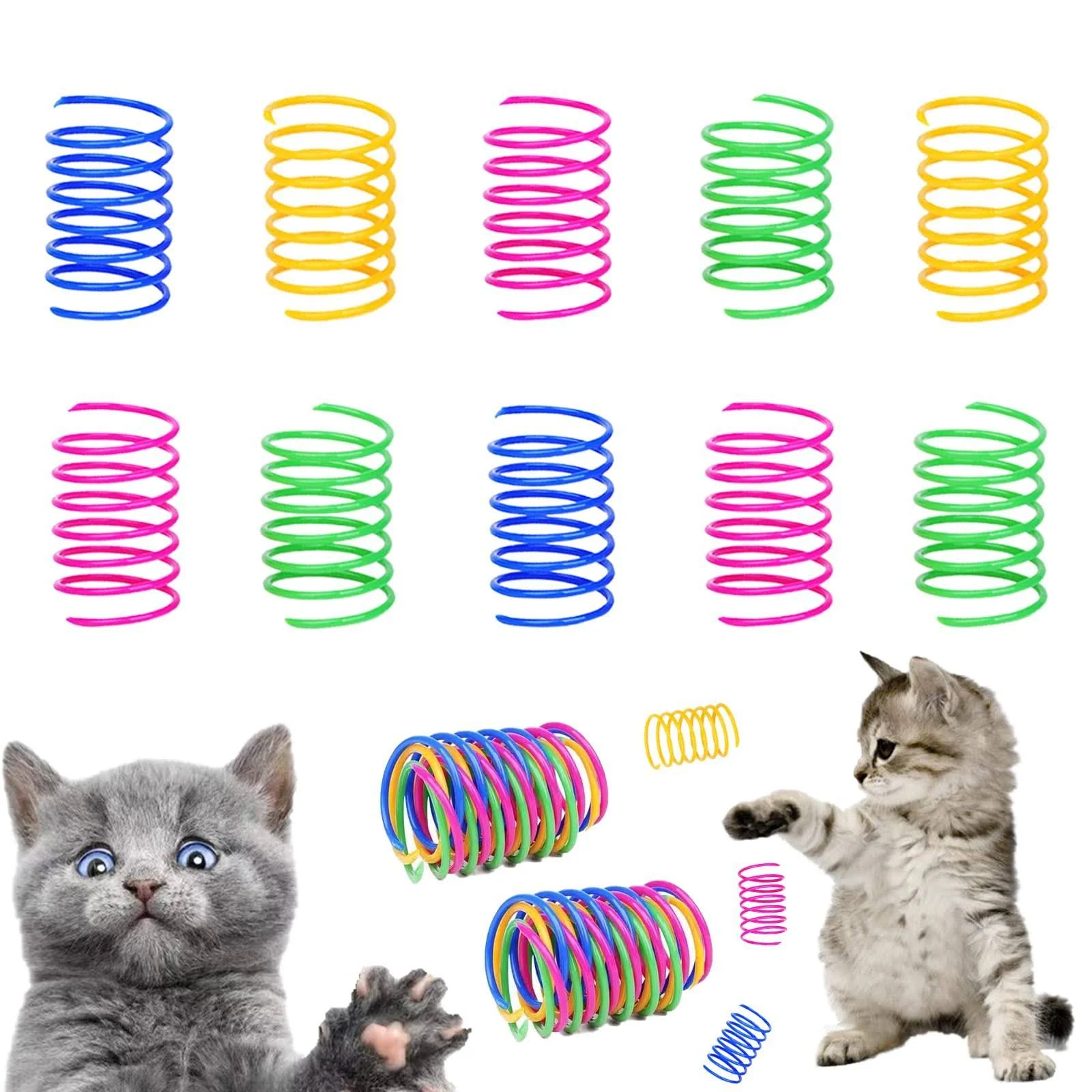 ISMARTEN Cat Spring Toy 100 Pack , Interactive Cat Toy for Indoor Cats, Lightweight Durable Plastic, Plastic Cat Coil for Kittens to Swat, Bite, Hun