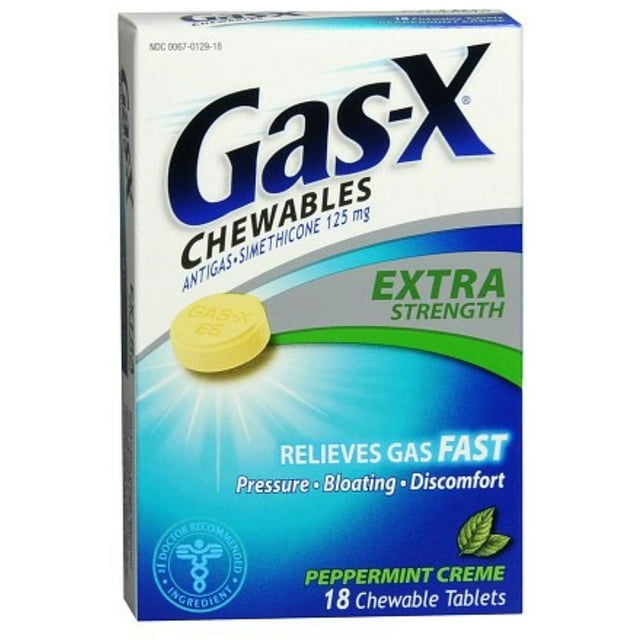 Gas-X Chewables Extra Strength Peppermint Creme 18 ea (Pack of 2)