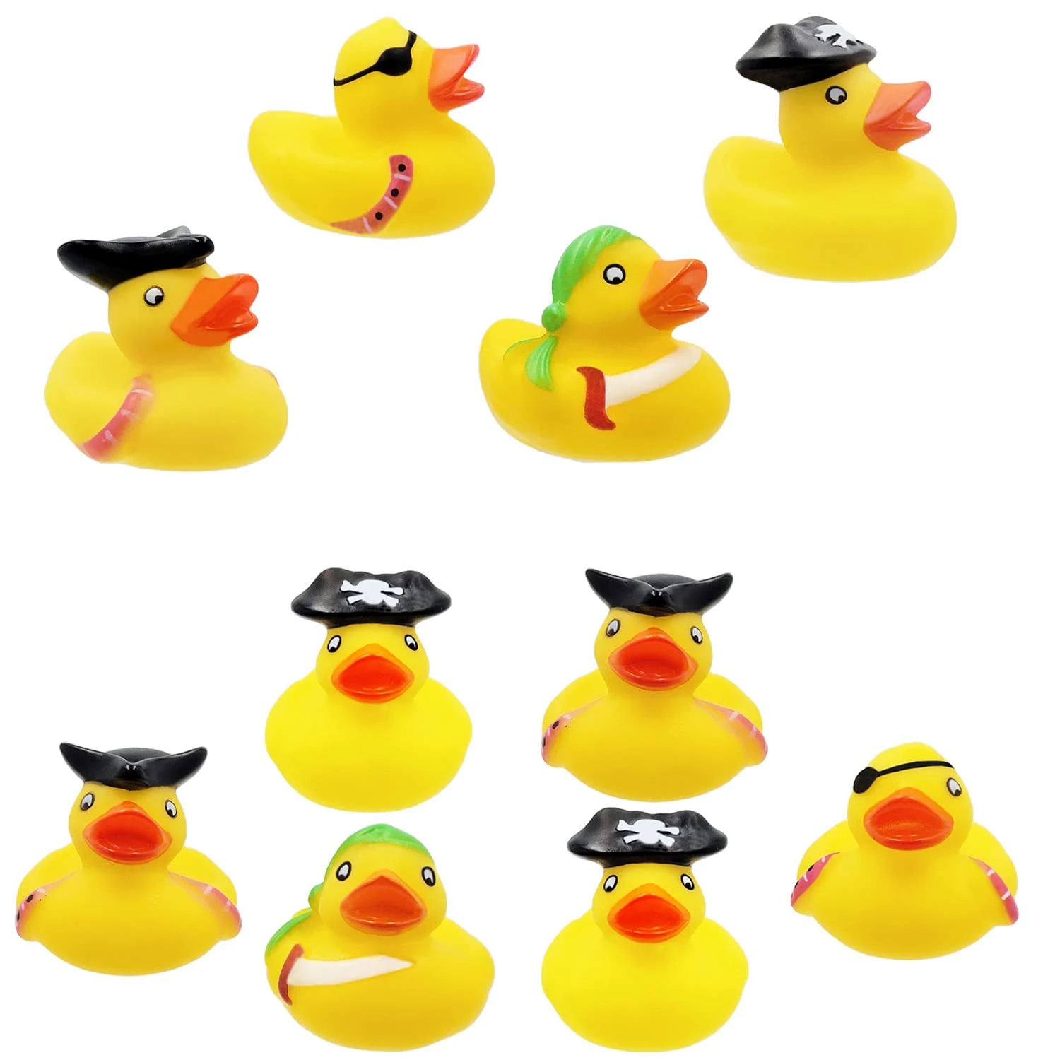 The Dreidel Company St. Patrick's Pirate Rubber Duck Toy Duckies for Kids, Bath Birthday Projects Gifts Baby Showers Classroom Summer Beach and Pool Activity Party Favors, 2" (6-Pack)