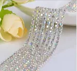 10M x 2/3mm Rhinestone Chain Single Roll Crystal Trim Diamante Chain Ribbon DIY