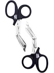 Madison Supply Trauma Shears Metal - 7.5 Inch Big Medical Scissors Stainless Steel with Fluoride Coating, Non-Stick Blades, and High-Impact Handles - 2 Pack Bandage Scissors (Black/Stainless)