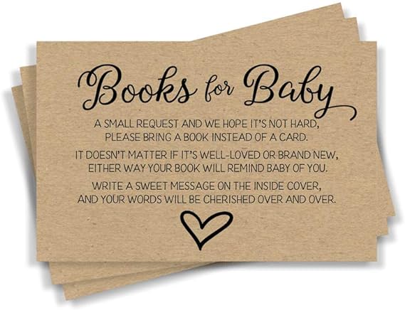 50 Gender Neutral Kraft Baby Shower Book Insert Request Cards 50-Cards