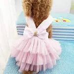 Fashion Pet Dog Clothes Striped Mesh Puppy Dog Princess Dresses