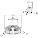 Zeberoxyz 2PCS Set GT2 Synchronous Wheel 20&60 Teeth 8mm Bore Aluminum Timing Pulley with 2PCS Length 200mm Width 6mm Belt (20-60T-8B-6)